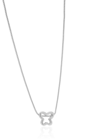 Gargantilha Veneziana Borboleta Vazada Ródio Branco - 45 cm