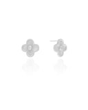 Brinco Flor Riscada com Ponto de Luz Cristal Ródio Branco