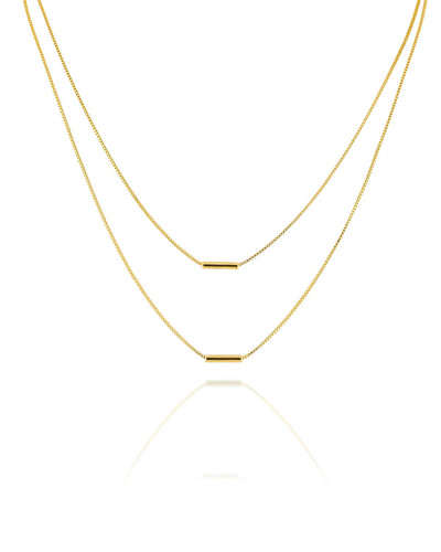 Chocker Veneziana Dupla com Pingentes Barra Canutilho Lisos