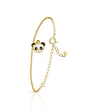 Pulseira Infantil Panda Esmaltado Branco Detalhes Preto