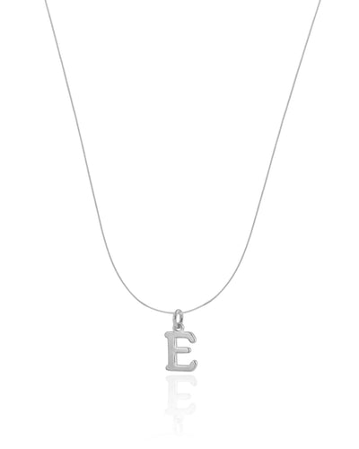 Choker Nylon Letra E Ródio Branco - 35 cm