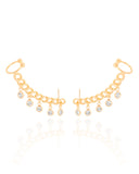 Brinco Ear Cuff Elos Vazados Ponto de Luz Cristal Banhado a Ouro 18K