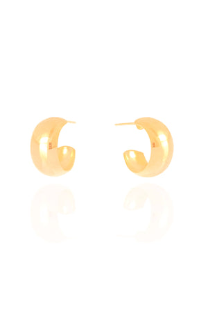 Brinco Argola Abaulada Lisa 1.7 cm Banhado a Ouro 18K