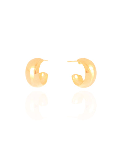 Brinco Argola Abaulada Lisa 1,7 cm Banhado a Ouro 18K