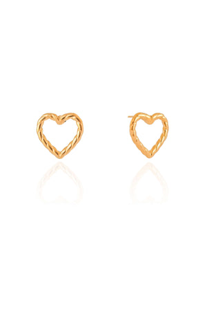 Brinco Coração Torcido Vazado 1.3 cm Banhado a Ouro 18K