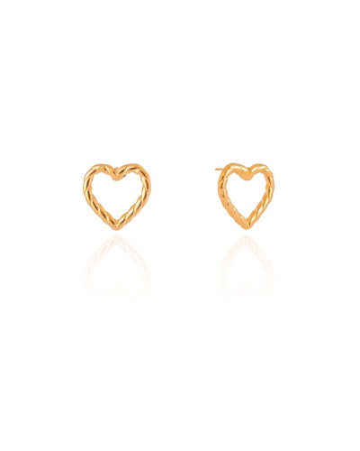 Brinco Coração Torcido Vazado 1,3 cm Banhado a Ouro 18K