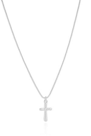 Gargantilha Veneziana Cruz Ponto de Luz Cristal Ródio Branco - 40 cm