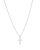 Gargantilha Veneziana Cruz Ponto de Luz Cristal Ródio Branco - 40 cm