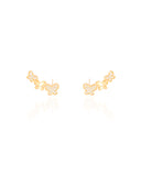 Ear Cuff Borboletas Lisas e Cravejadas Cristal Banhado a Ouro 18K