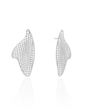 Brinco Orgânico Tela 4.3 cm Ródio Branco
