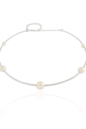 Aro Pérolas Ródio Branco