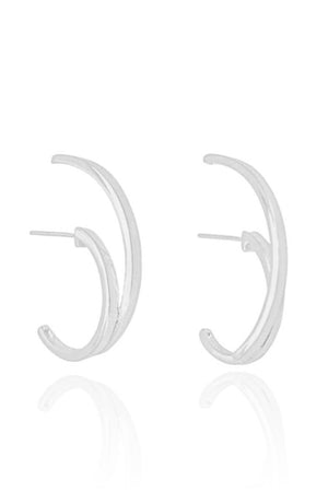 Ear Hook Dois Filetes Liso Ródio Branco