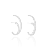 Ear Hook Dois Filetes Liso Ródio Branco