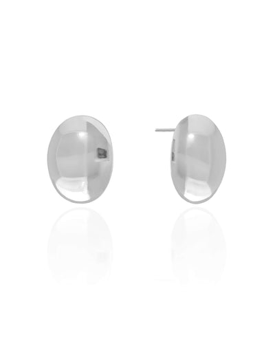 Brinco Oval Liso 2.3 cm Ródio Branco