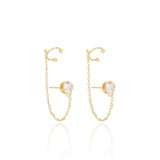 Ear Line Piercing Ponto de Luz Cristal Unilateral  Banhado a Ouro 18K