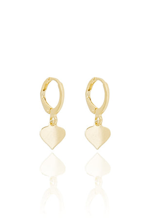 Brinco Argola Coração Flat Liso Banhado a Ouro 18K