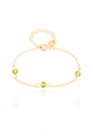 Pulseira Infantil Elos Cristais Ligth Green 4 mm Banhado a Ouro 18K