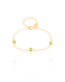 Pulseira Infantil Elos Cristais Ligth Green 4 mm Banhado a Ouro 18K
