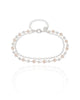 Pulseira Dupla Elos Pérolas Ródio Branco