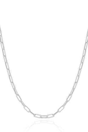 Gargantilha Elos Lisos 3 mm Ródio Branco - 45 cm