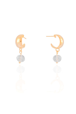 Brinco Argola Lisa Cristal  2.6 cm Banhado a Ouro 18K