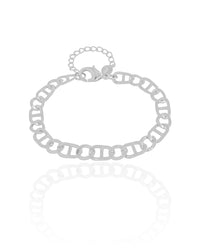 Pulseira Malha Piastrine 7 mm Ródio Branco