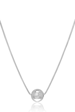 Gargantilha Veneziana Pingente Bola 10mm Ródio Branco