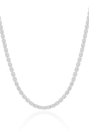 Choker Malha Quadrada 3 mm Ródio Branco