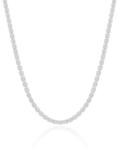 Choker Malha Quadrada 3 mm Ródio Branco - 35 cm