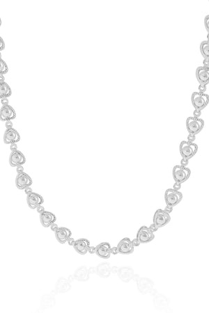 Choker Corações Bolinhas Ródio Branco