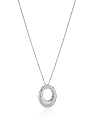 Gargantilha Veneziana Oval Vazado Ródio Branco