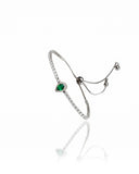 Pulseira Tennis Riviera Cristal Ajustável com Pingente Gota Verde Esmeralda Cravejada Cristal
