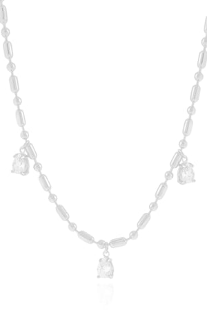 Gargantilha Gomos Gotas Cristal Ródio Branco - 40 cm