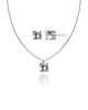 Conjunto Ponto de Luz Quadrado Cristal Veneziana e Brincos