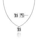 Conjunto Ponto de Luz Quadrado Cristal Veneziana e Brincos