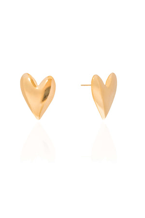 Brinco Coração Liso 2.0 cm Banhado a Ouro 18K