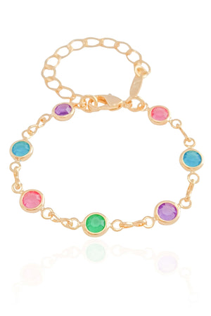 Pulseira Infantil Ponto Luz Colorido Banhado a Ouro 18K