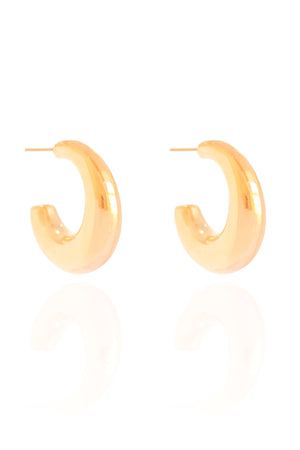 Brinco Argola Tubo Lisa ABS 2.9 cm Banhado a Ouro 18K