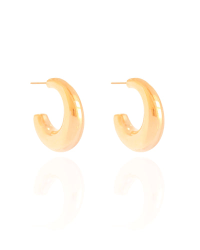 Brinco Argola Tubo Lisa ABS 2,9 cm Banhado a Ouro 18K