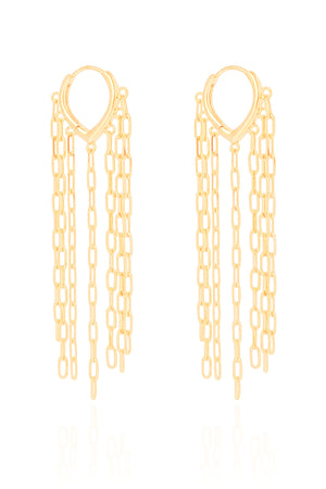 Brinco Argola Click Franja Elos 6.4 cm Banhado a Ouro 18K