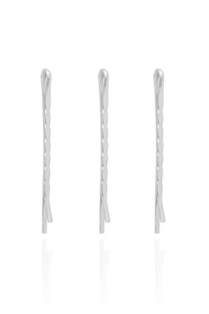 Trio de Grampos Ondas Achatadas Banho Branco