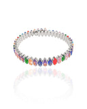Bracelete Navetes Coloridas 7 mm Ródio Branco