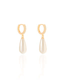 Brinco Argola Cravejada com Pérola Gota Banhado a Ouro 18K