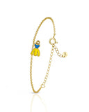 Pulseira Infantil Princesa Vestido Esmaltado Amarelo e Azul
