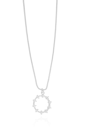 Gargantilha Veneziana Círculo Pontos de Luz Cristal Ródio Branco - 40 cm