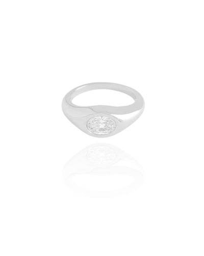 Anel Zirconia Oval Tamanho 21 Ródio Branco