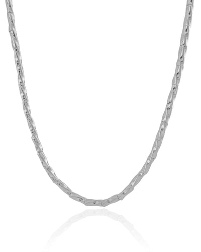 Choker Canutilhos Torcidos Ródio Branco - 31 cm