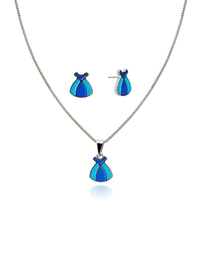 Conjunto Infantil Princesa Vestido Esmaltado Azul