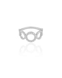 Anel Círculos Cravejado Cristal Tamanho 18 Ródio Branco