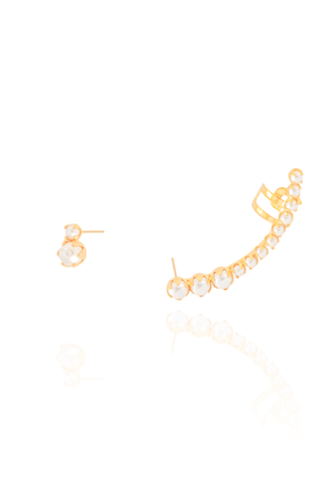 Brinco Ear Cuff Pérolado Banhado a Ouro 18K